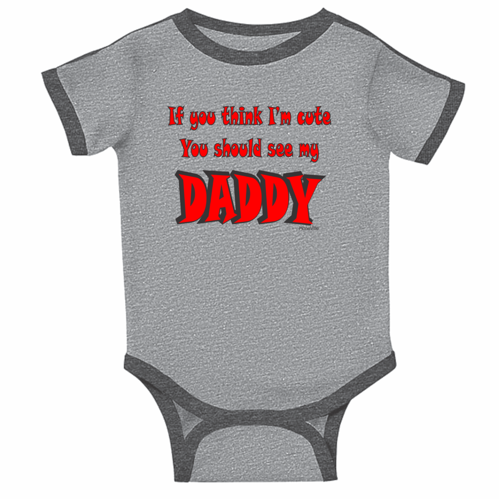 Cute see my mom dad grandma pa aunt uncle honeville infant bodysuit gray ringer