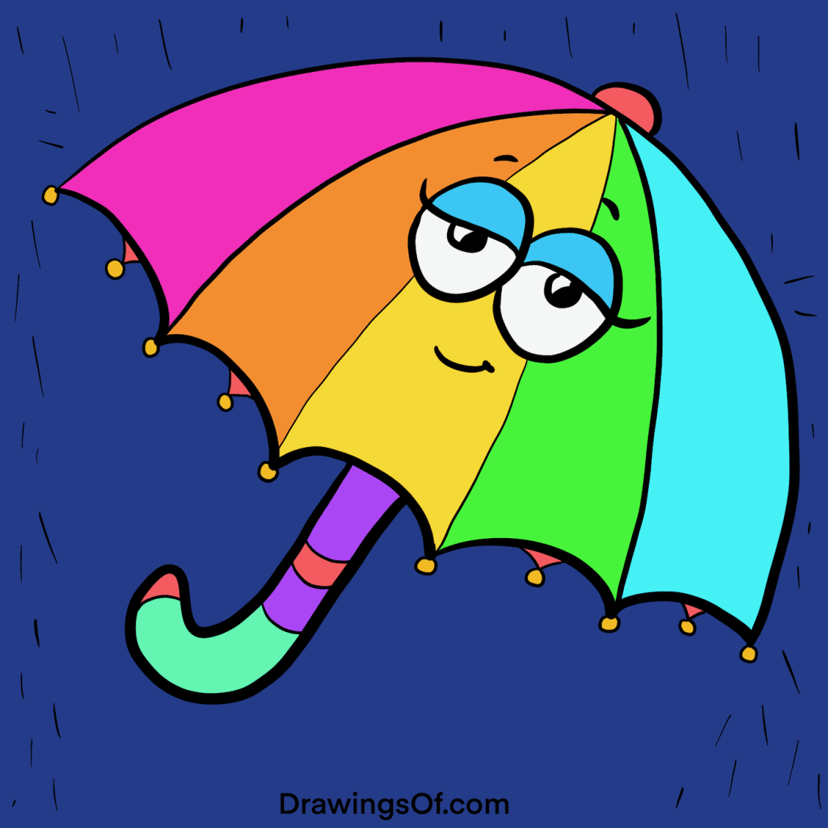 Umbrella drawing easy cute cartoon instructions