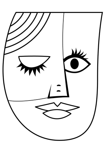 Face in the style of picasso coloring page free printable coloring pages