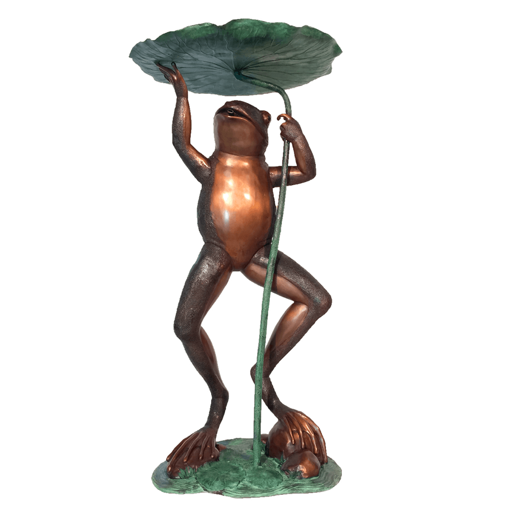 Frog and lily pad fountain outdoor bronze statues