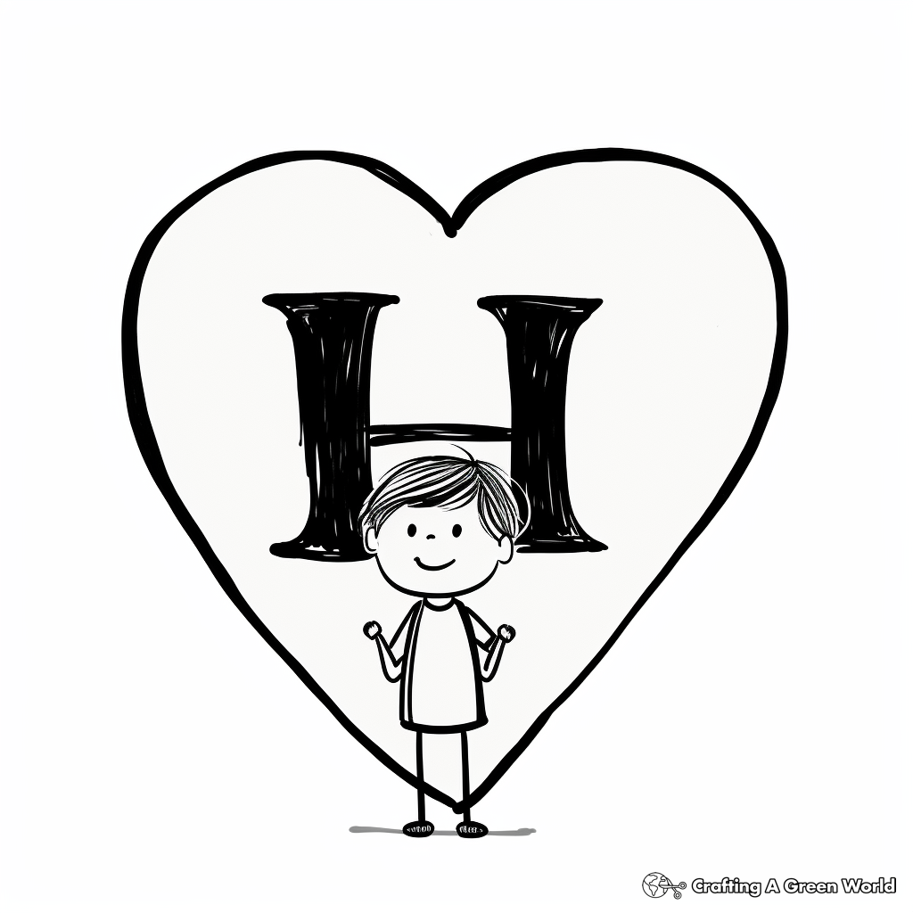 H is for heart coloring pages