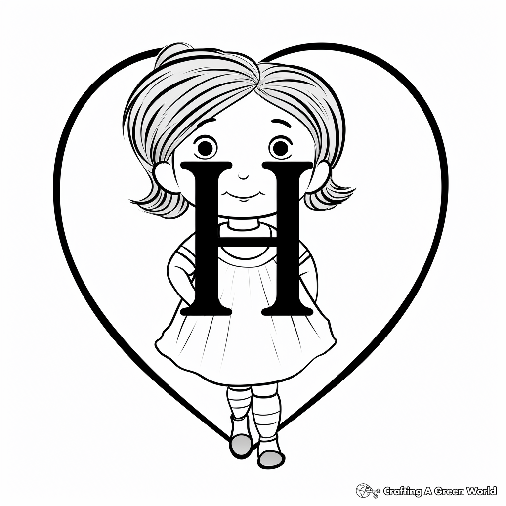 H is for heart coloring pages