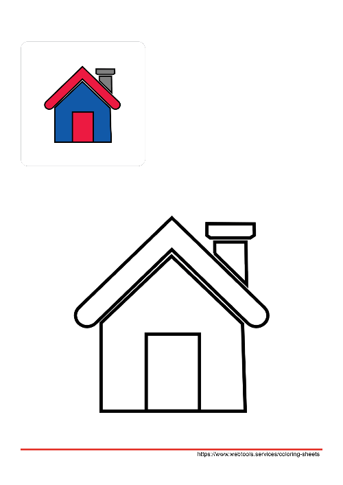 Simple house coloring page