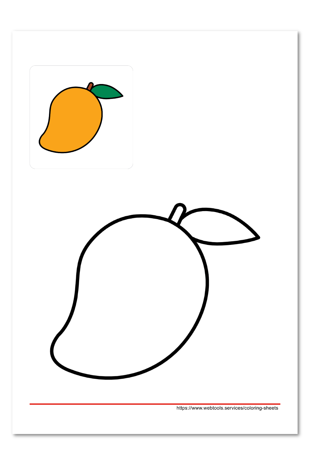 Mango coloring worksheet