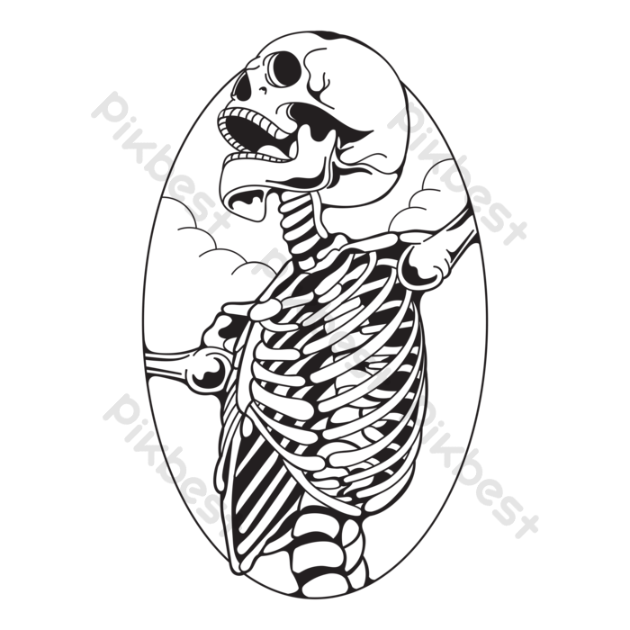 Skull line art vector illustration png images eps free download