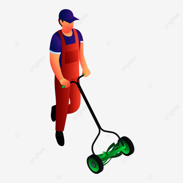 Lawnmowing clipart hd png two wheel lawnmower icon machine style person png image for free download