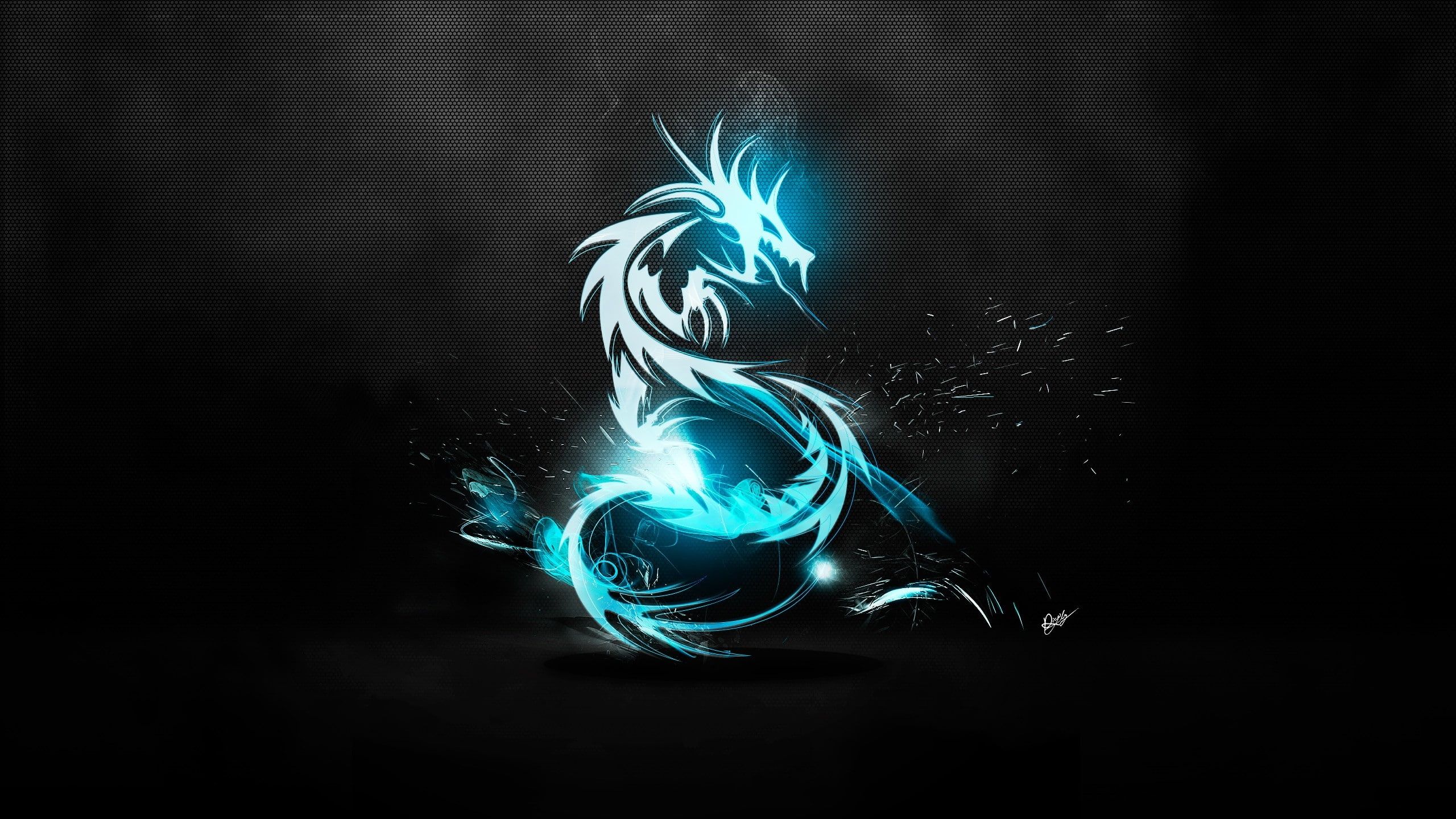 Hd wallpaper abstract blue dragons blue dragon logos amd black background x art black hd art