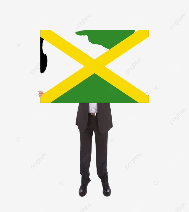 Jamaican flag held by businessman with a card local sparse png transparent image and clipart for free download