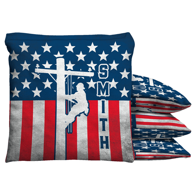 Lineman us flag custom bean bags cornhole bean bag toss bags se â inc