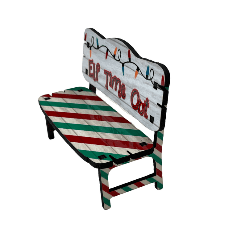 Naughty elf time out bench christmas holiday prop or ornament wood