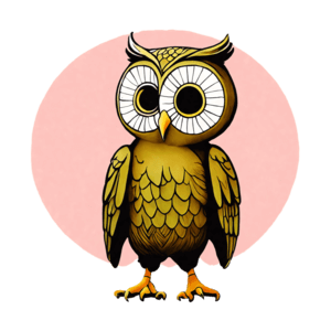 Download adorable owl sitting in front of a pink circle png online