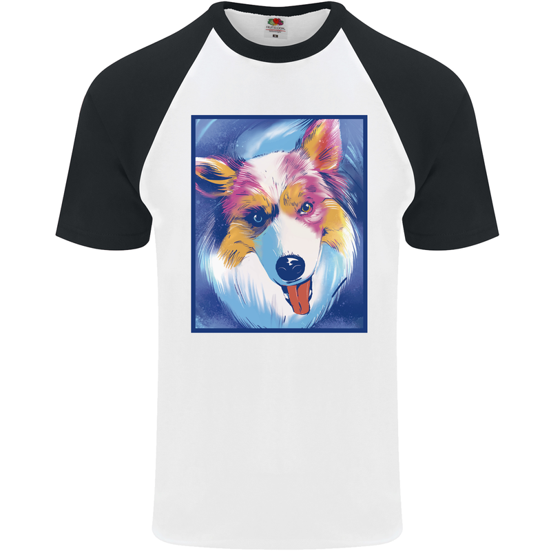 Abstract australian shepherd dog mens ss baseball t