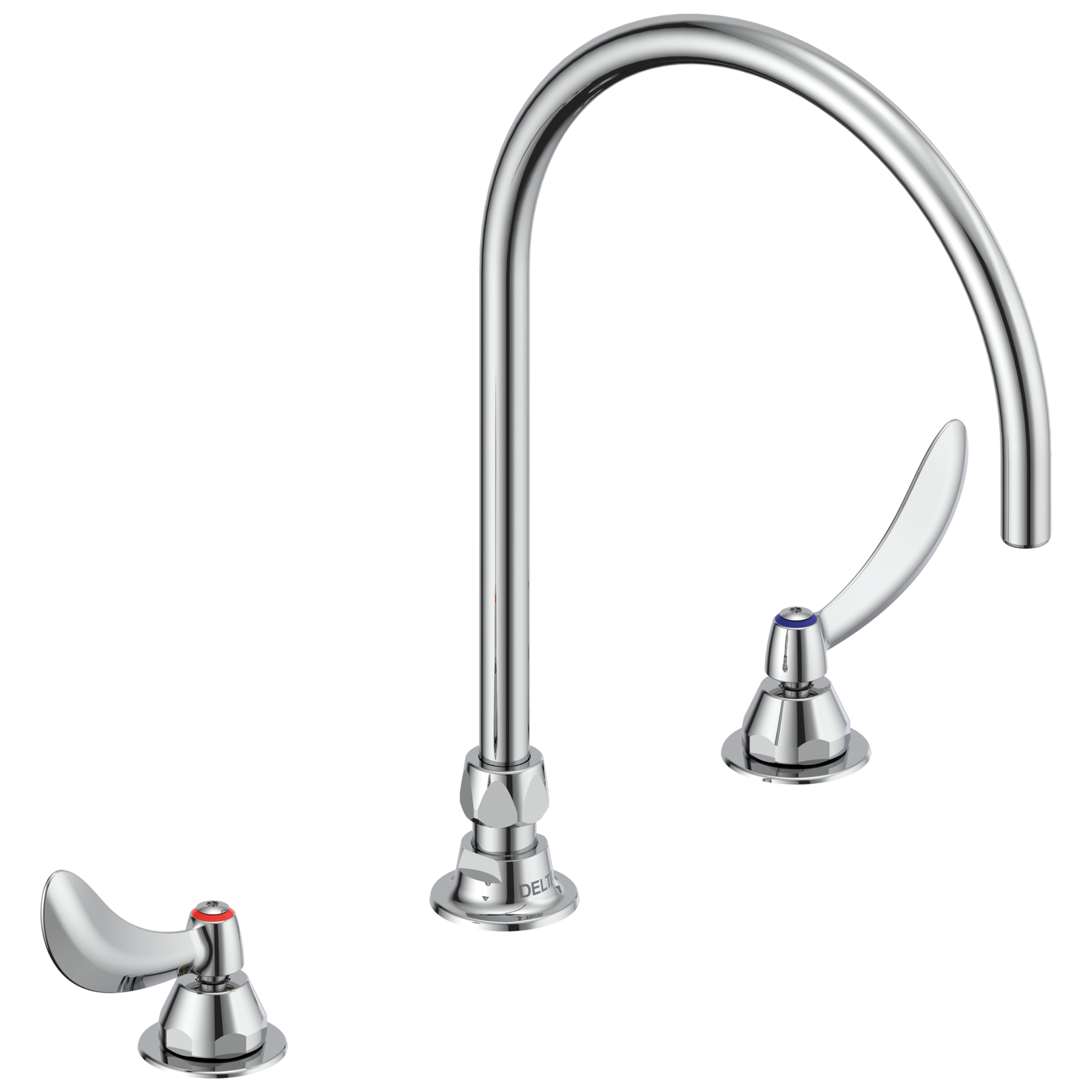 Two handle widespread bathroom faucet with gooseneck spout