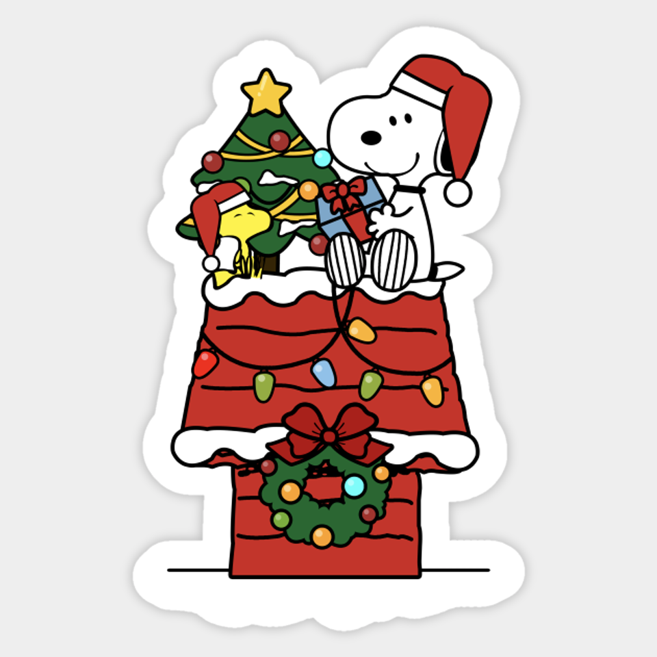 Snoopy celebrate christmas with woodstock