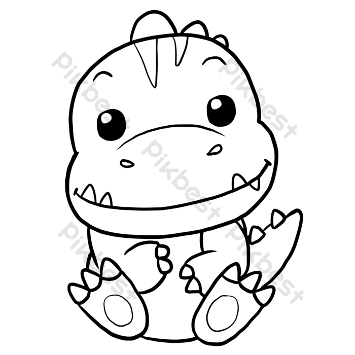 Dinosaurs wild animals cartoons doodles kawaii coloring pages drawing characters png images eps free download