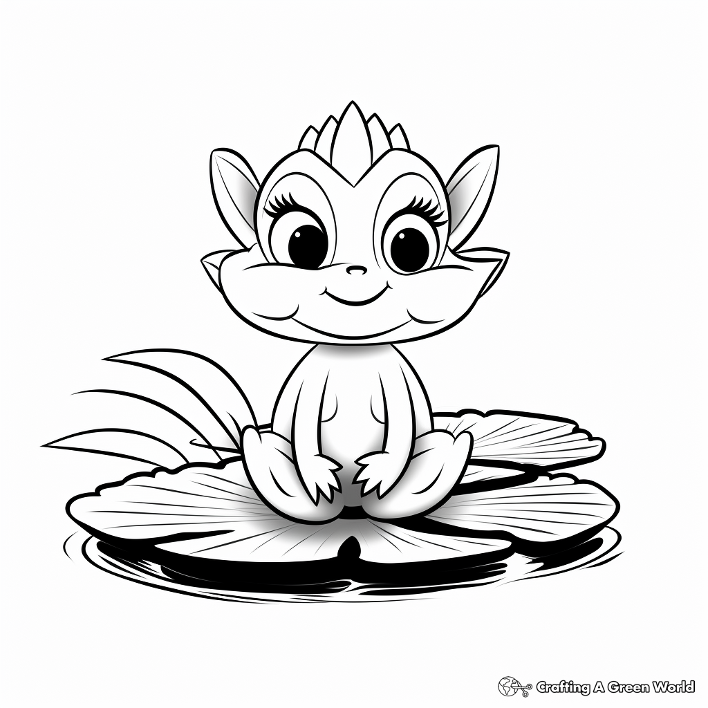 Frog on lily pad coloring pages