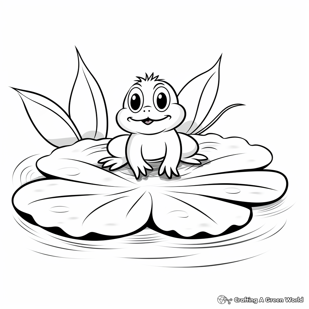 Frog on lily pad coloring pages