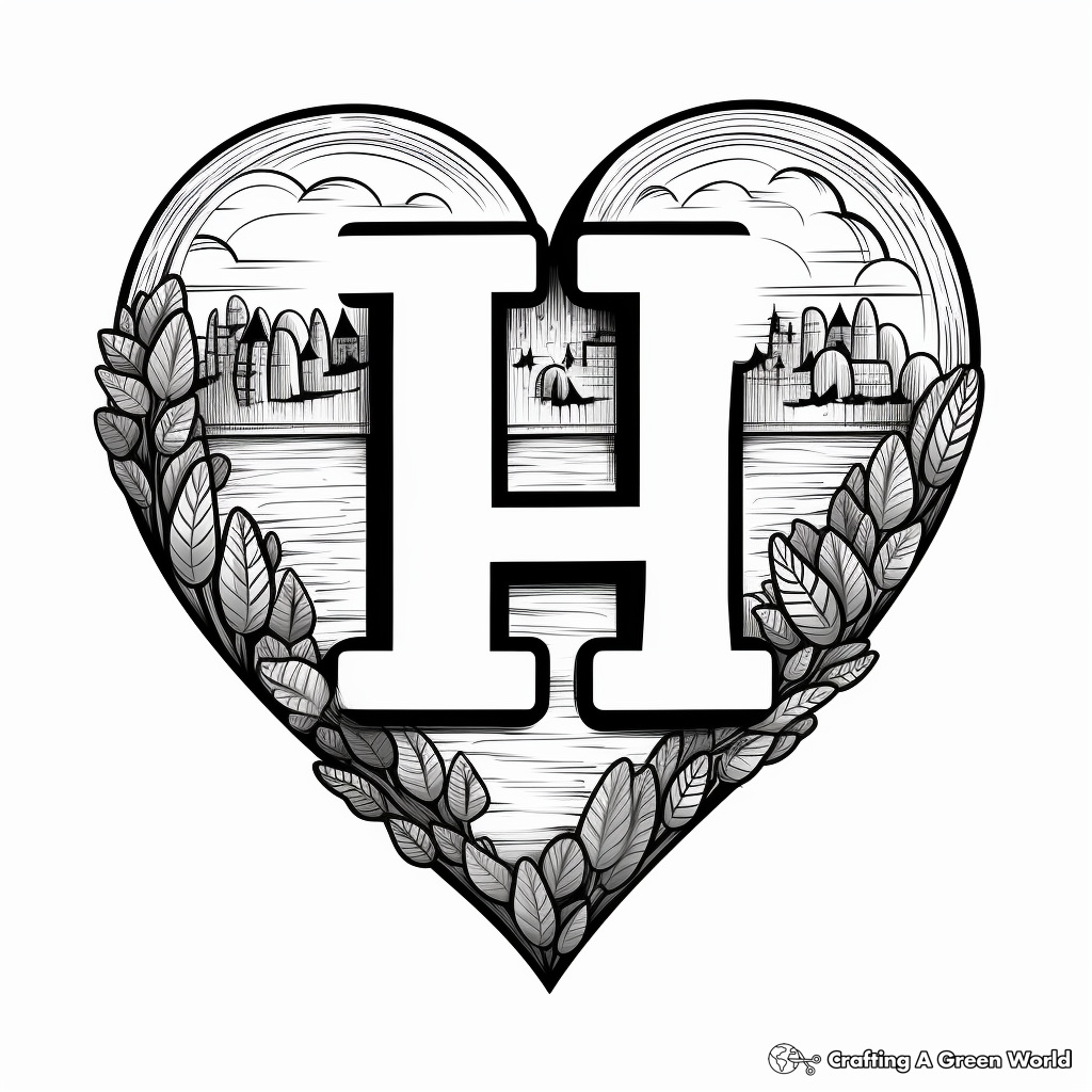 H is for heart coloring pages