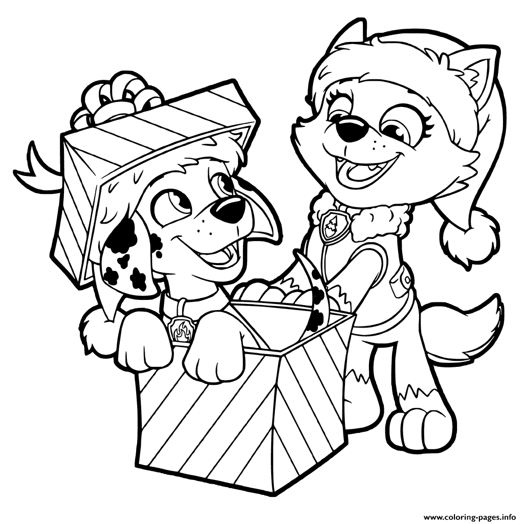 Paw patrol christmas coloring pages printable for free download