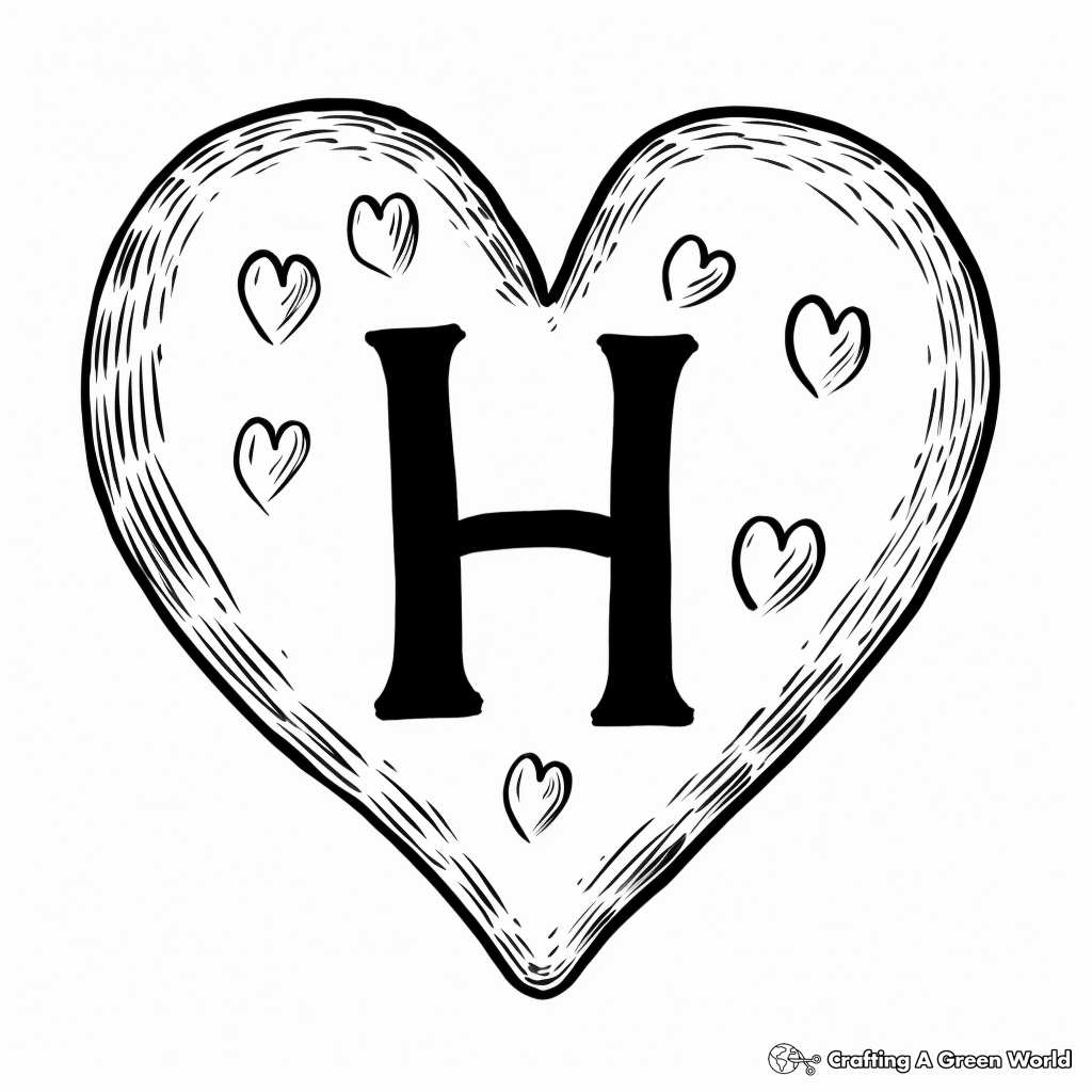 H is for heart coloring pages