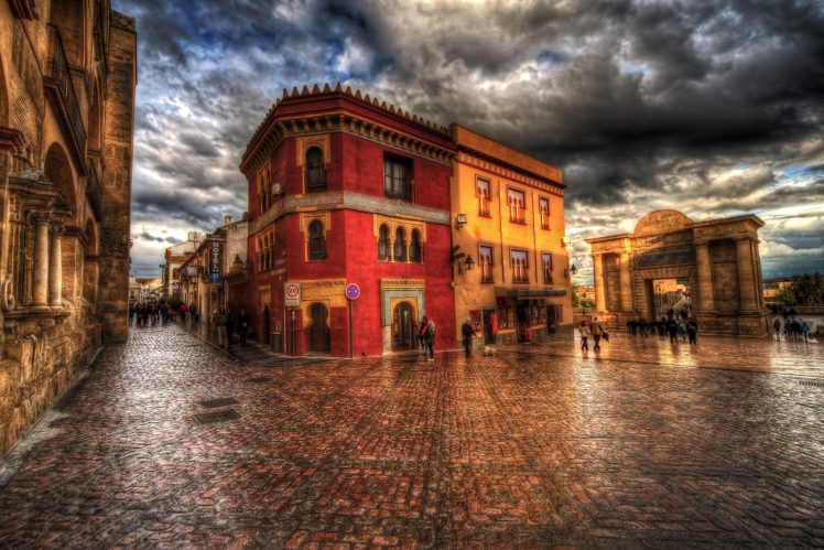 Spain houses hdr street clouds cordoba andalusia cities wallpapers hd desktop and mobile backgrounds