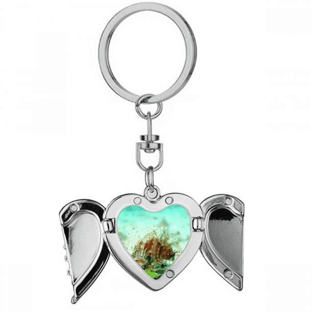 Lionfish ocean sea marine organism heart angel wing key chain holder