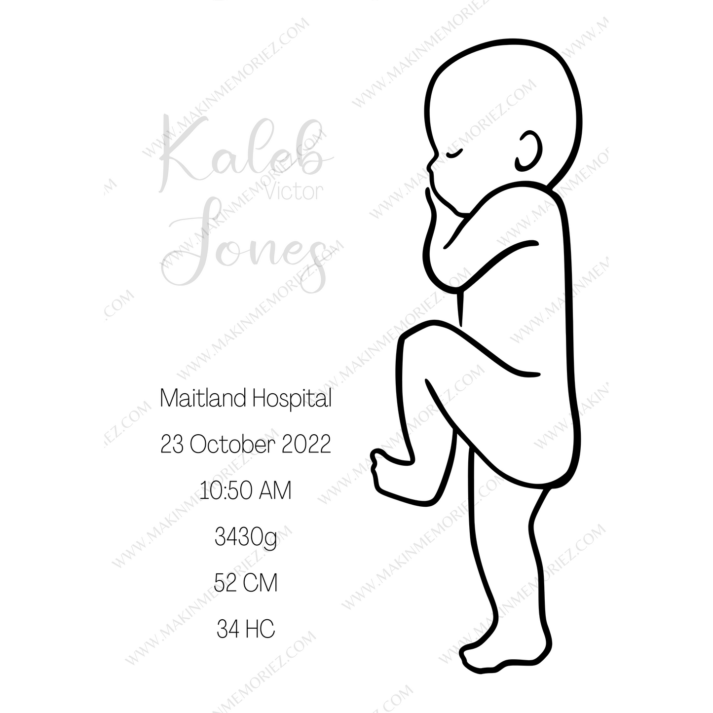 Â single scale baby print birth poster