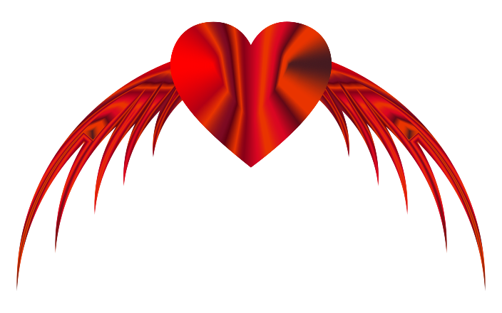 Red heart with wings clip art image