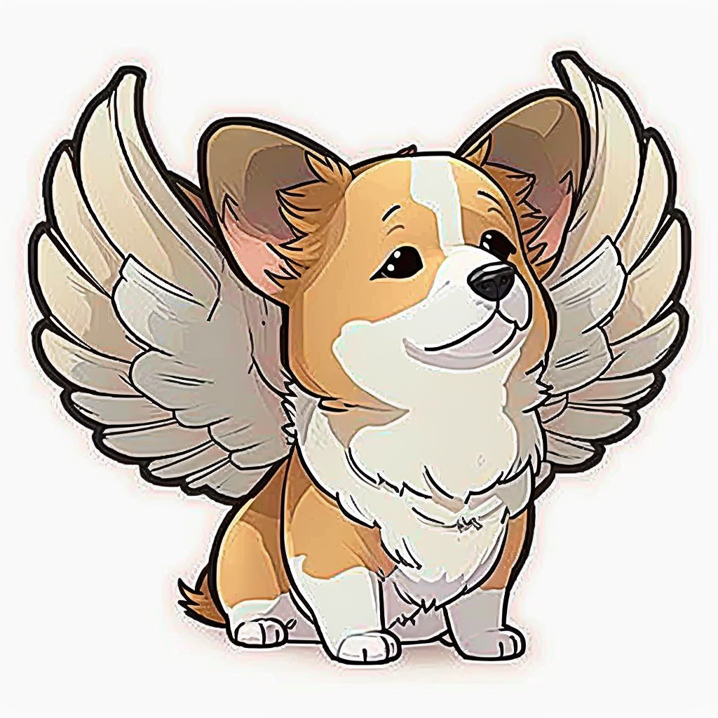 Chibi corgi clipart angel wings and halo