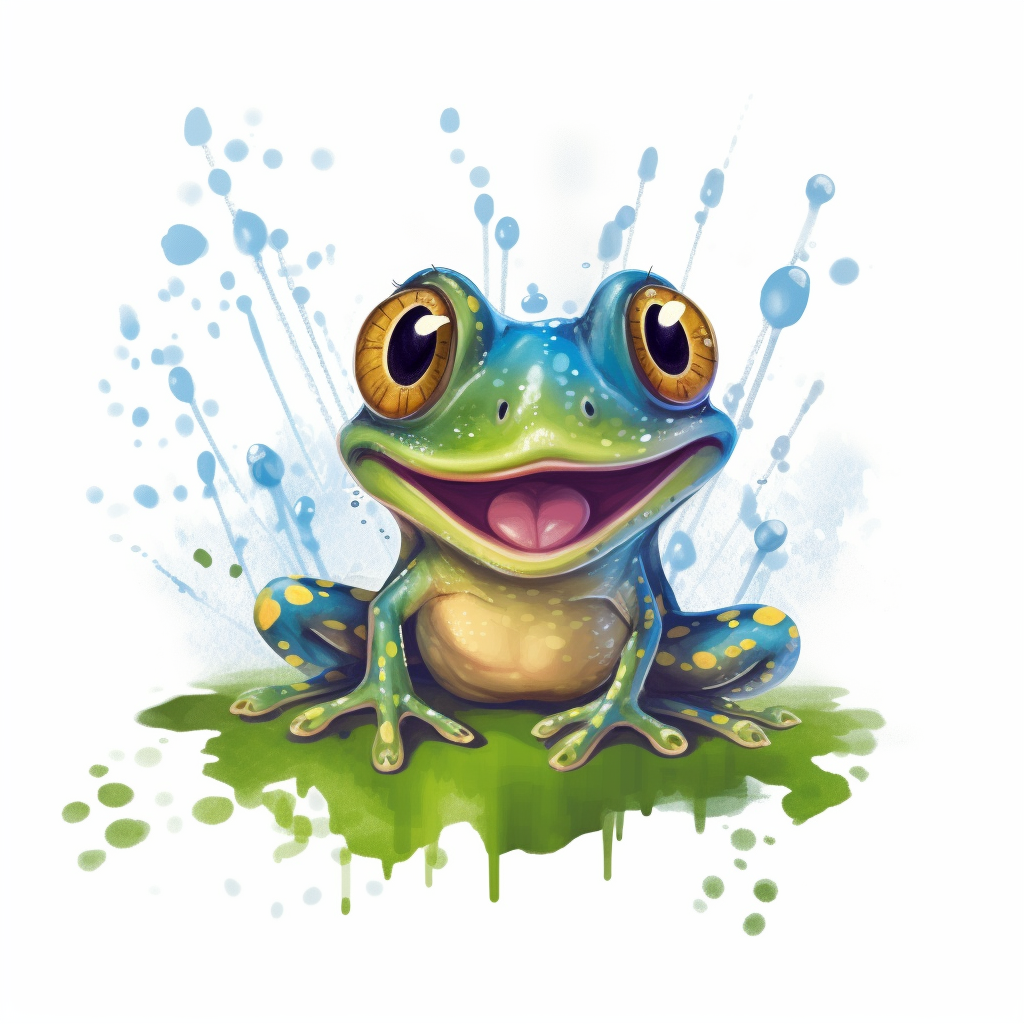 Clipart cute frogjumping in a pond no background