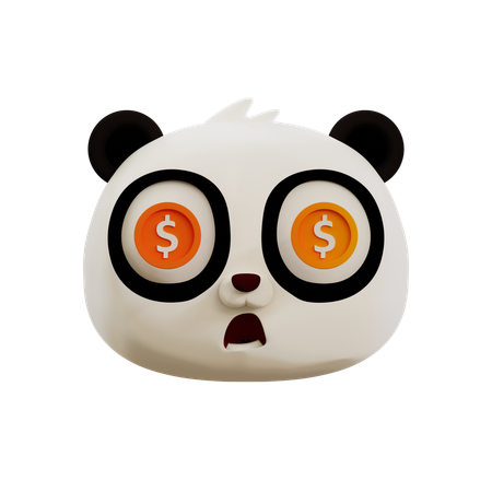 Cute panda dollar emoji emoji d icon download in png obj or blend format