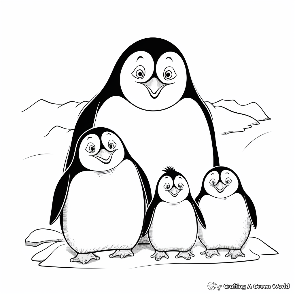 Penguin family coloring pages