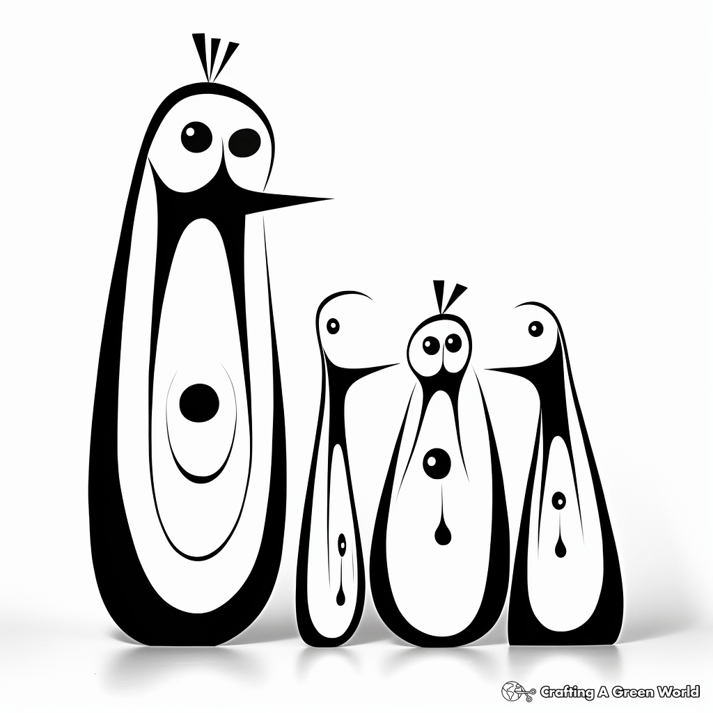 Penguin family coloring pages