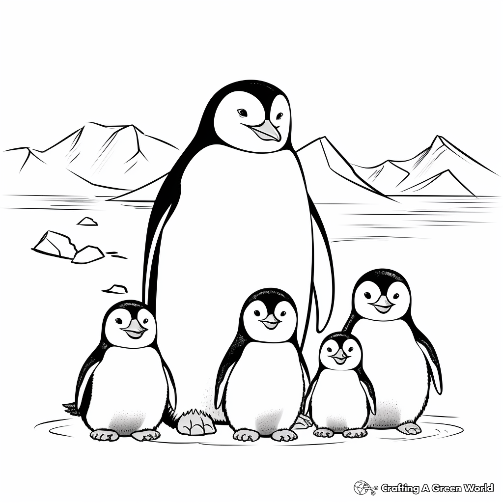 Penguin family coloring pages