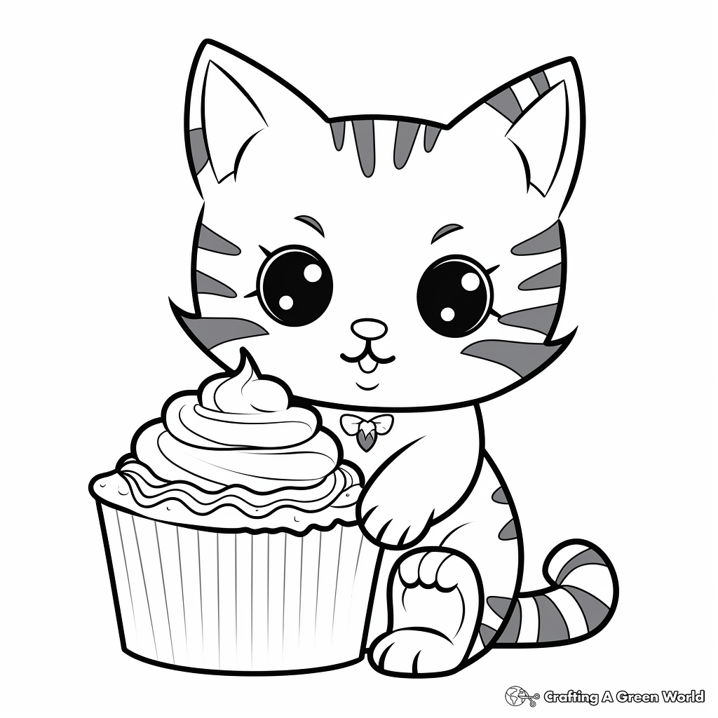 Cat birthday coloring pages