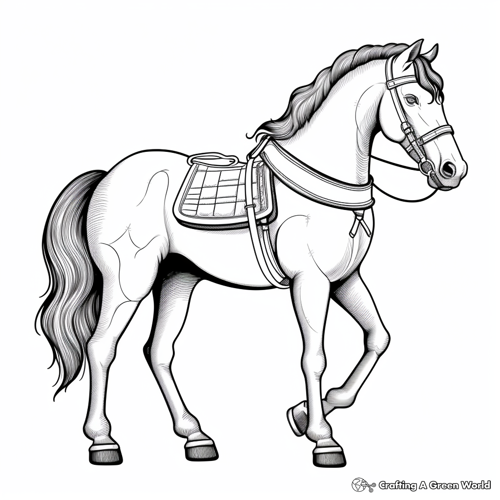 Horse with saddle coloring pages