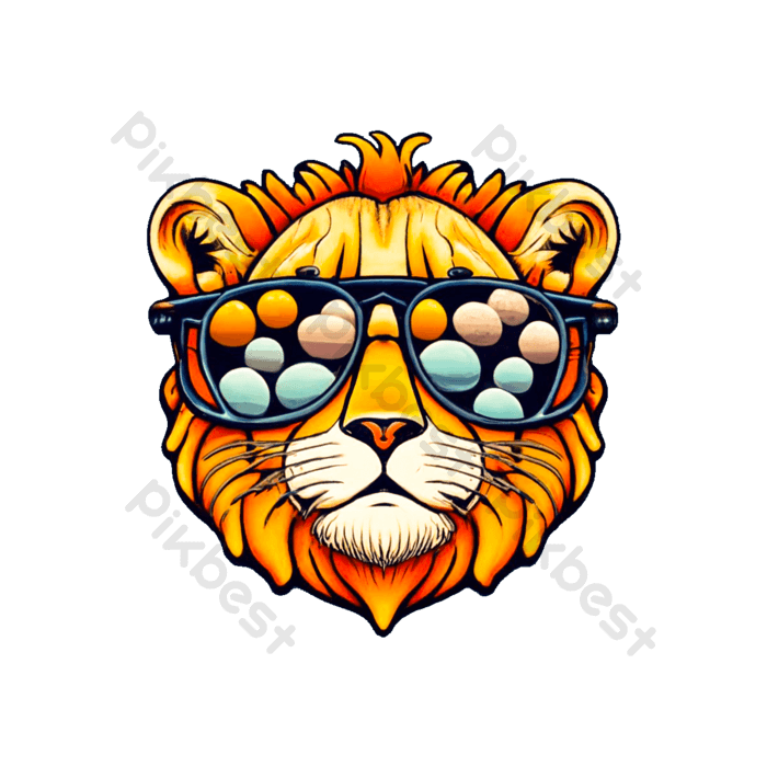 Lion cool colorful wearing a eyeglasses png png images psd free download