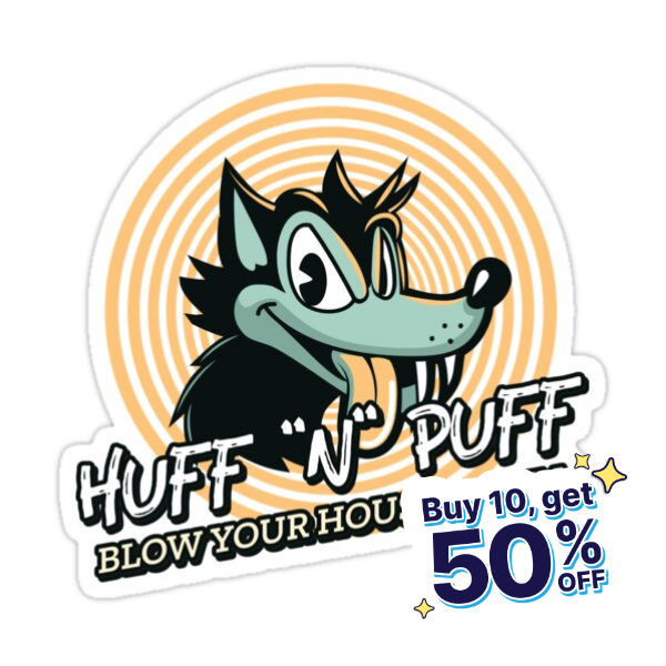 Huff and puff blow your house down sticker for sale by jreiter in vinyl decal stickers huff and puff big bad wolf