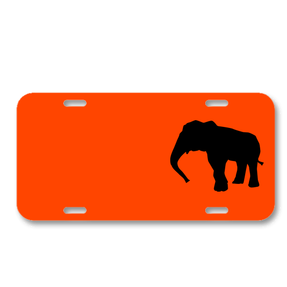 Animal black and white elephant art on license plate car front add names