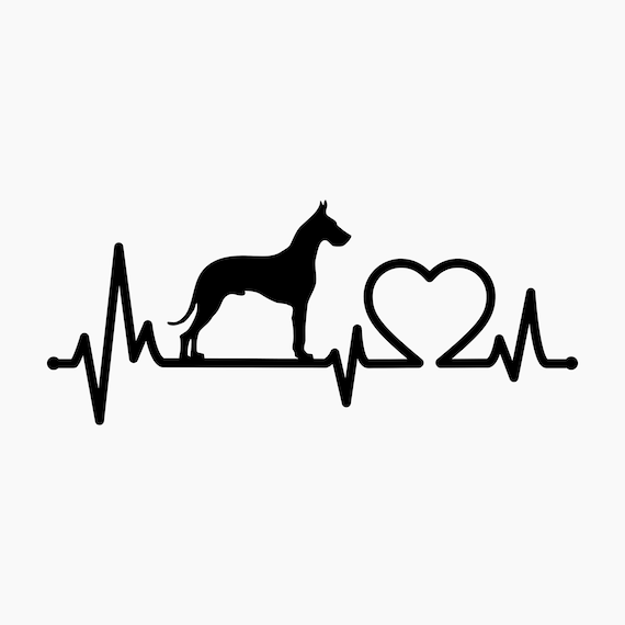 Dog great dane heartbeat svg png eps dxf cut files