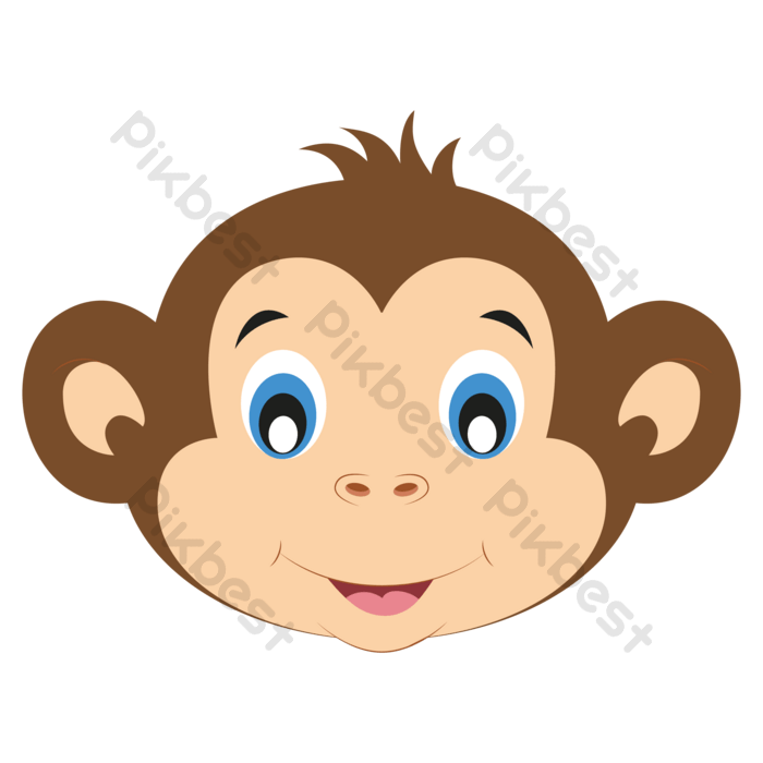 Cute monkey face clipart flat design png images ai free download