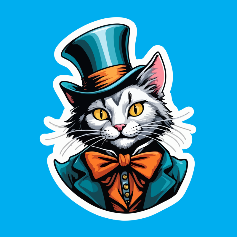 Art cute cat sticker png images ai free download