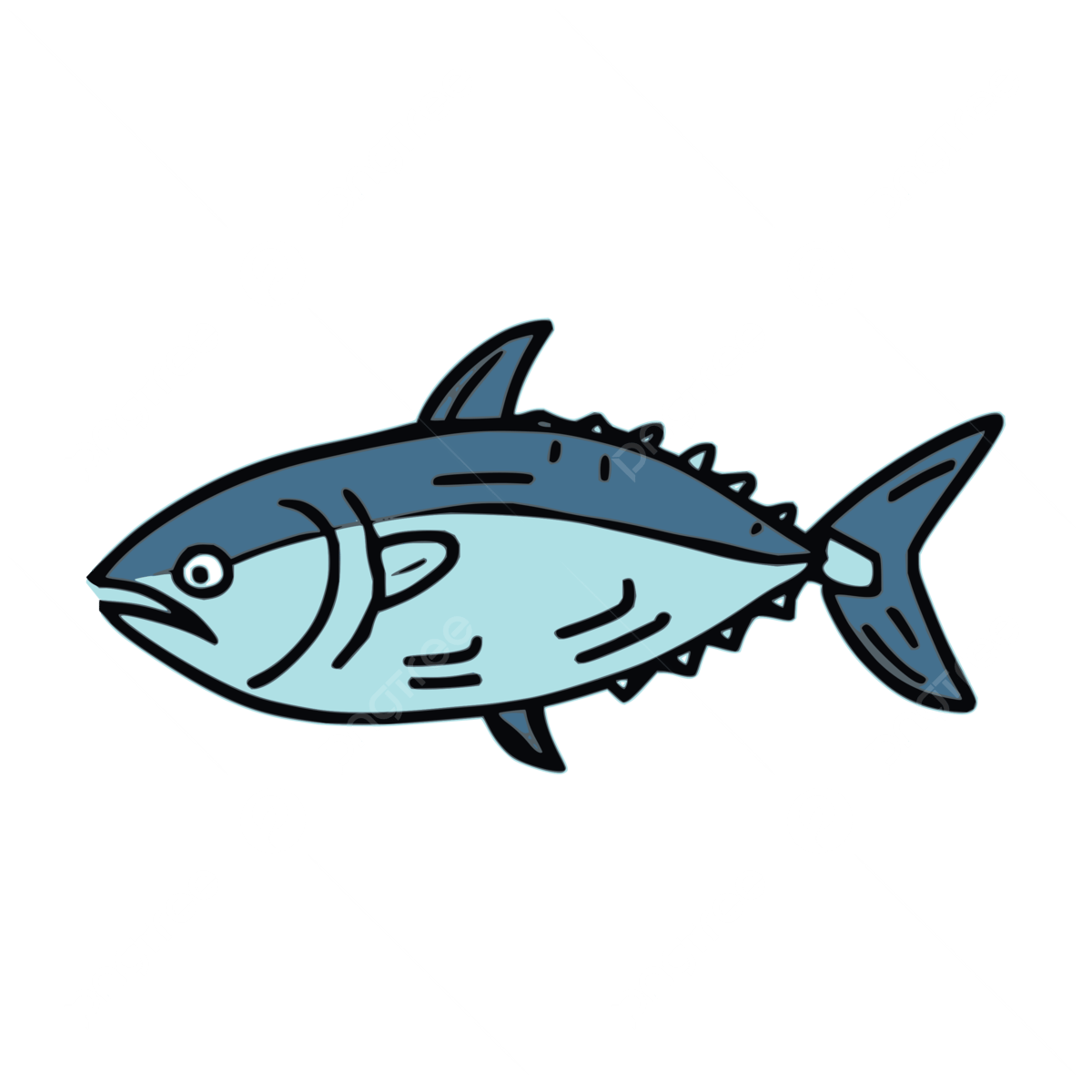 Tuna fish flat doodle illustration vector tunafish tuna tuna illustration png and vector with transparent background for free download