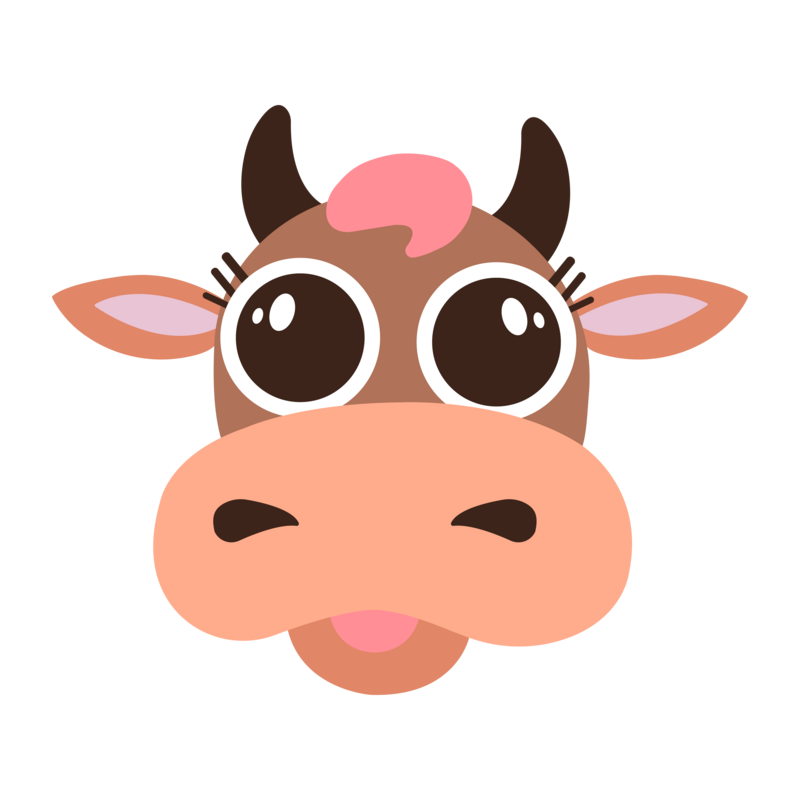 Cute animal head cow with transparent background png png images ai free download