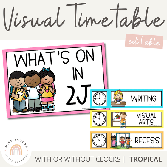 Visual timetable editable tropical colour palette