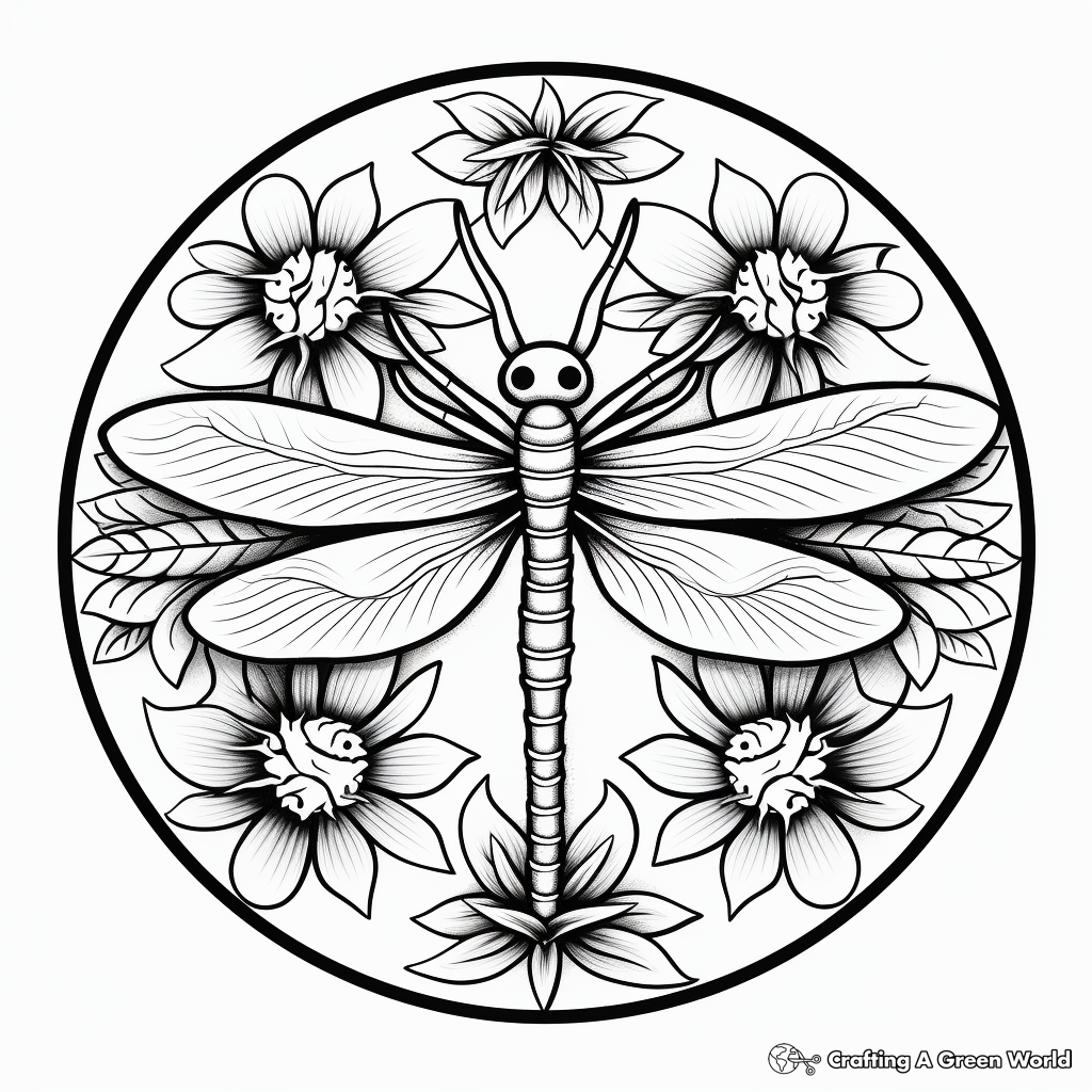 Dragonfly mandala coloring pages