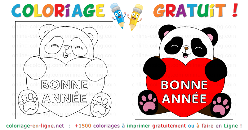 Coloriage bonne annãe avec un joli panda coloriage ã imprimer ou ã faire en ligne