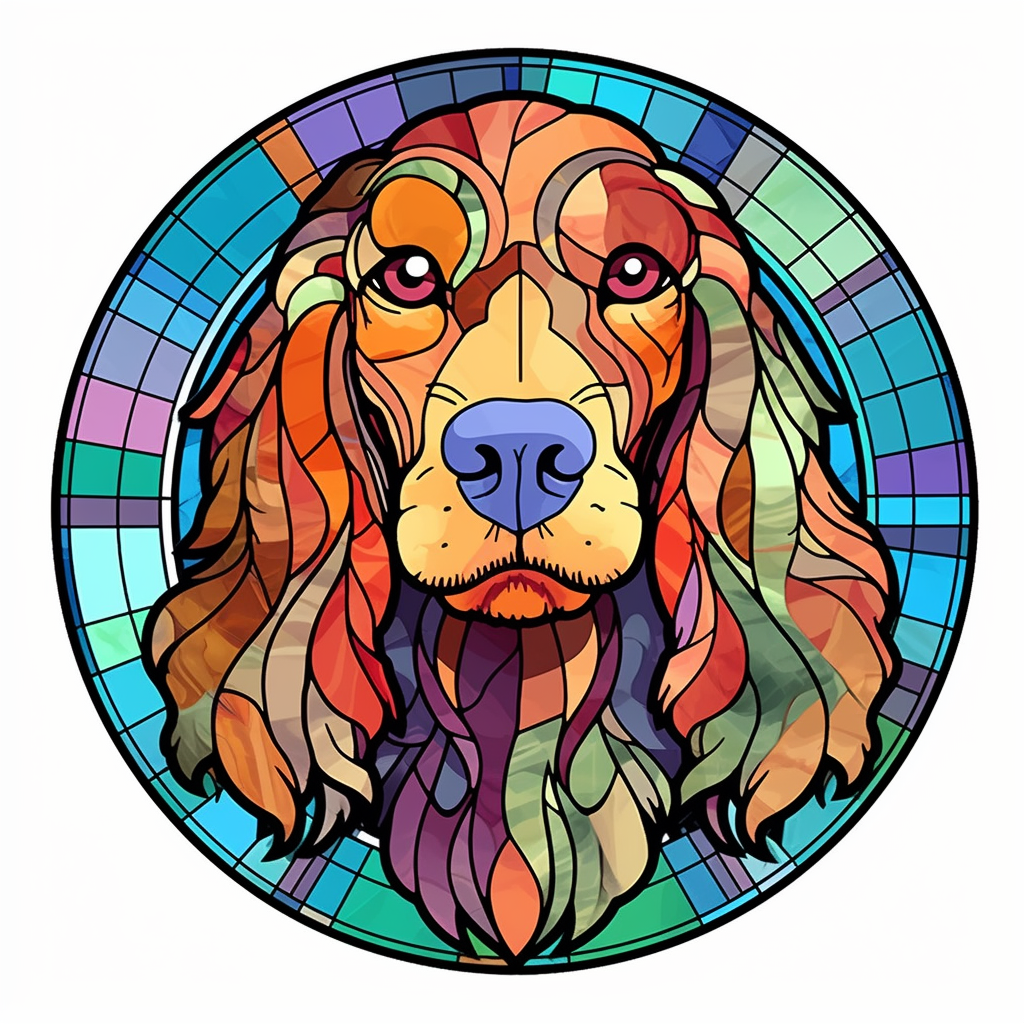 Stained glass cocker spaniel dog sublimation clipart stained glass cocker spaniel dog portrait mandala background stained