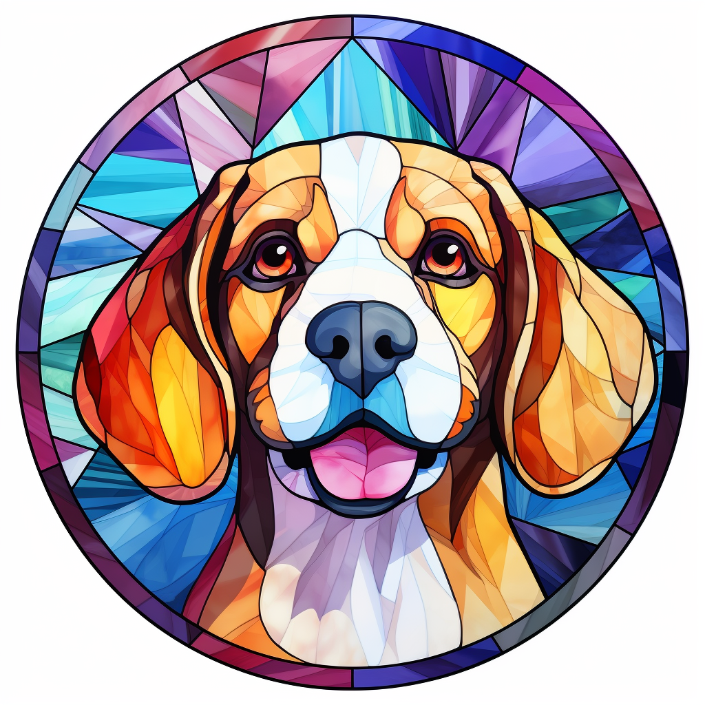 Stained glass beagle dog sublimation clipart stained glass beagle dog portrait mandala background stained glass colorful