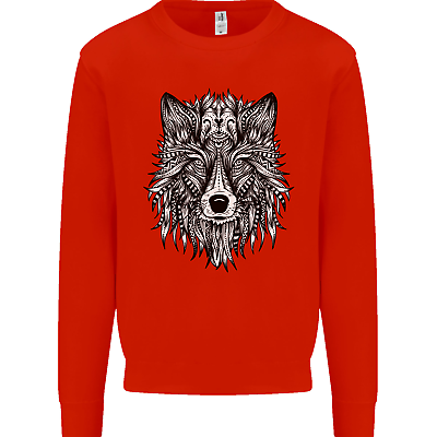 Mandala tribal wolf tattoo mens sweatshirt jumper